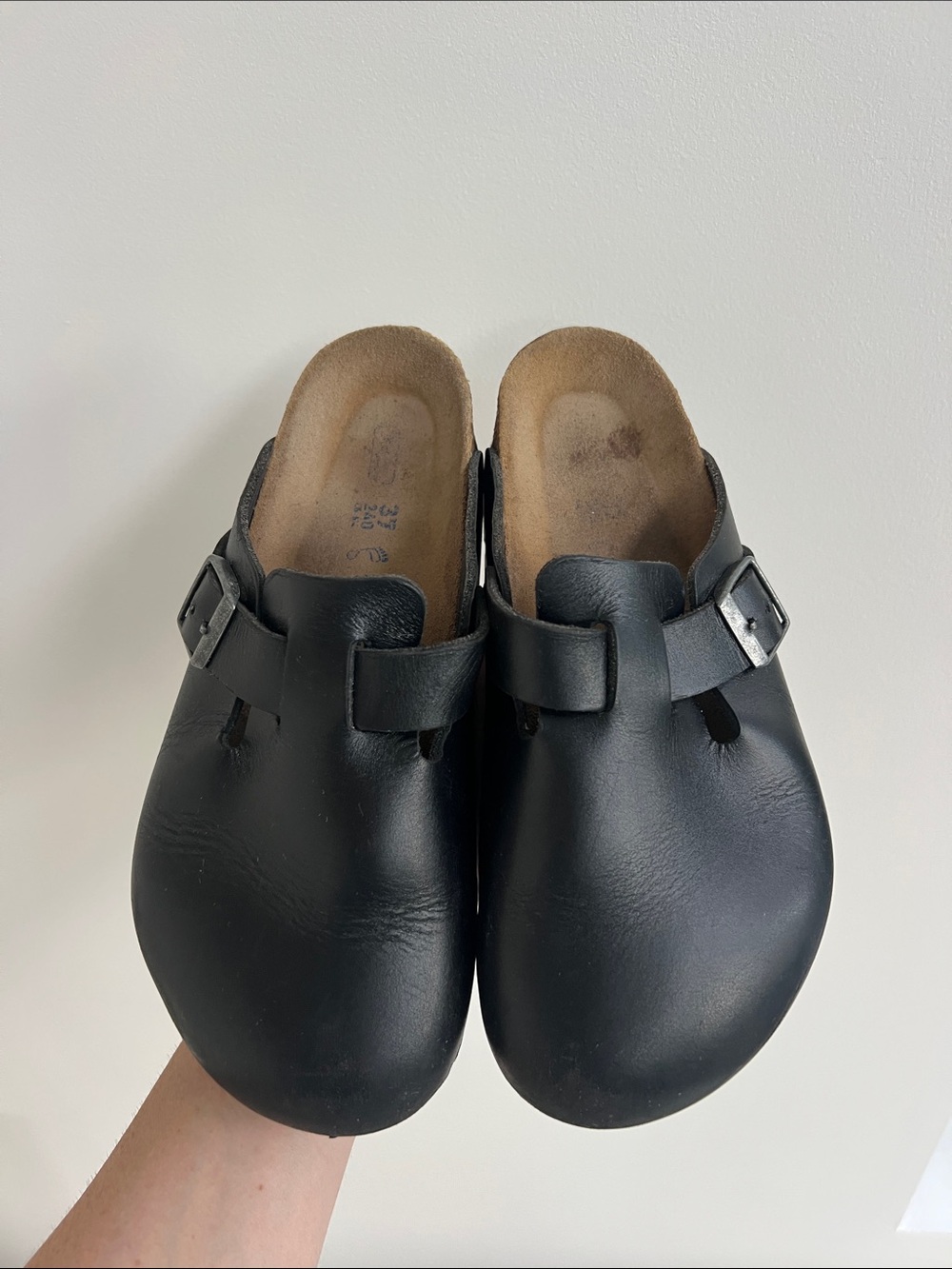 Birkenstock boston natural black leather clogs size 37 - Picture 3 of 14